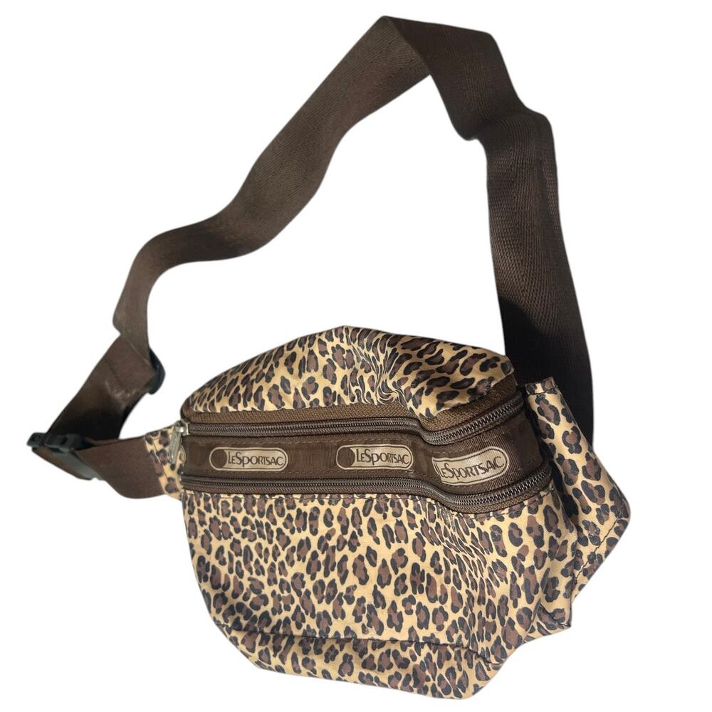 Vintage LeSportsac Leopard Print Fanny Pack Y2K Belt Bag Waist Sack Festival